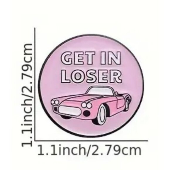 Mean Girls Enamel Pin Brooch Cartoon Pink "Get In Loser" Badges Funny Jewelry - Picture 2 of 4